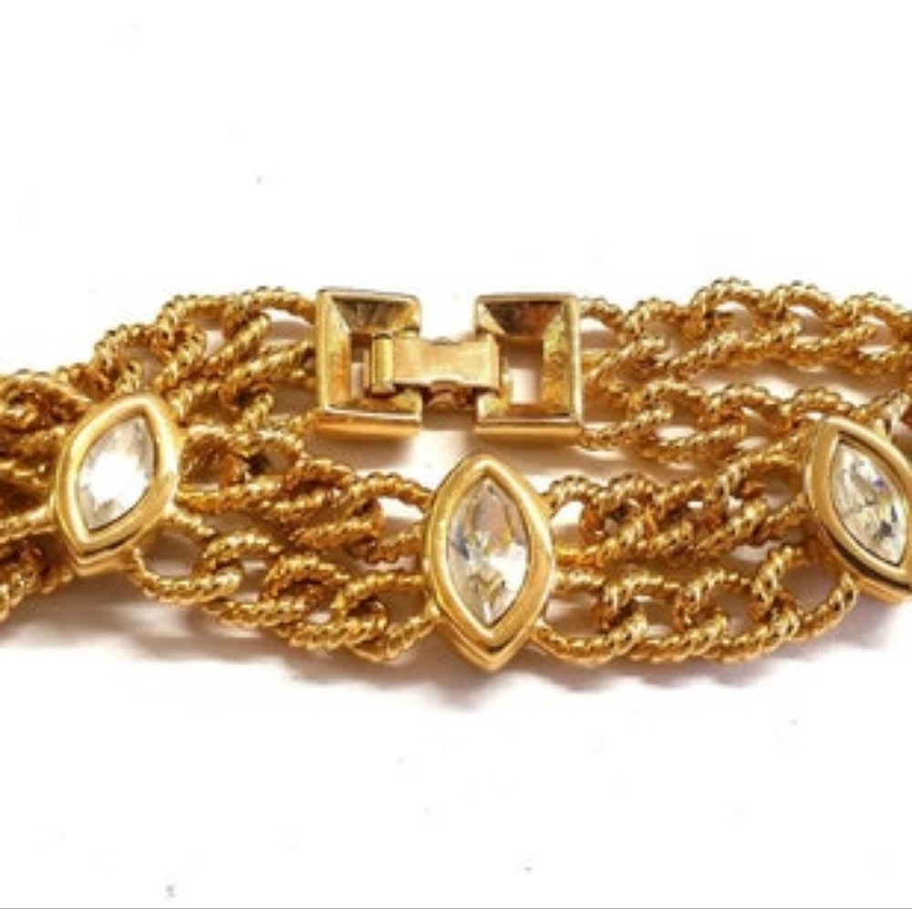 Authentic Swarovski Crystal Gold Chain Bracelet
